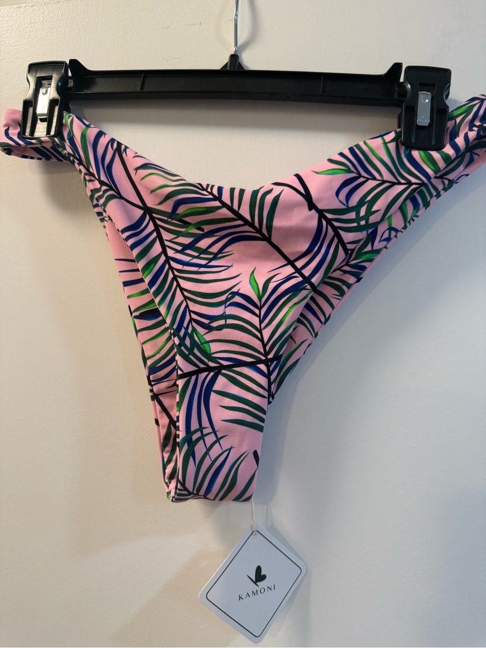 Kamino brand ~ Pink Bikini Bottoms with Green & Blue Palm Print